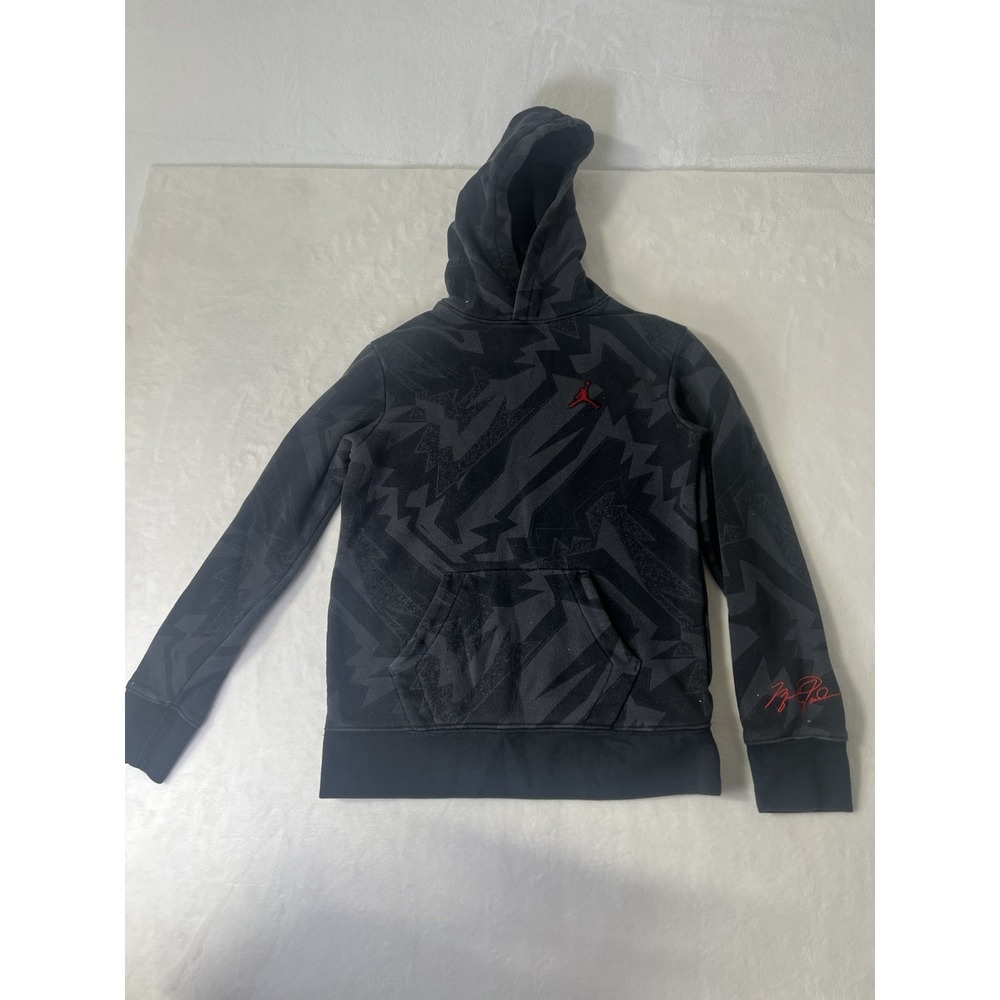 Nike Jordan Pullover Hoodie Black/Red Inner Fleece Size Large 12-13 Years